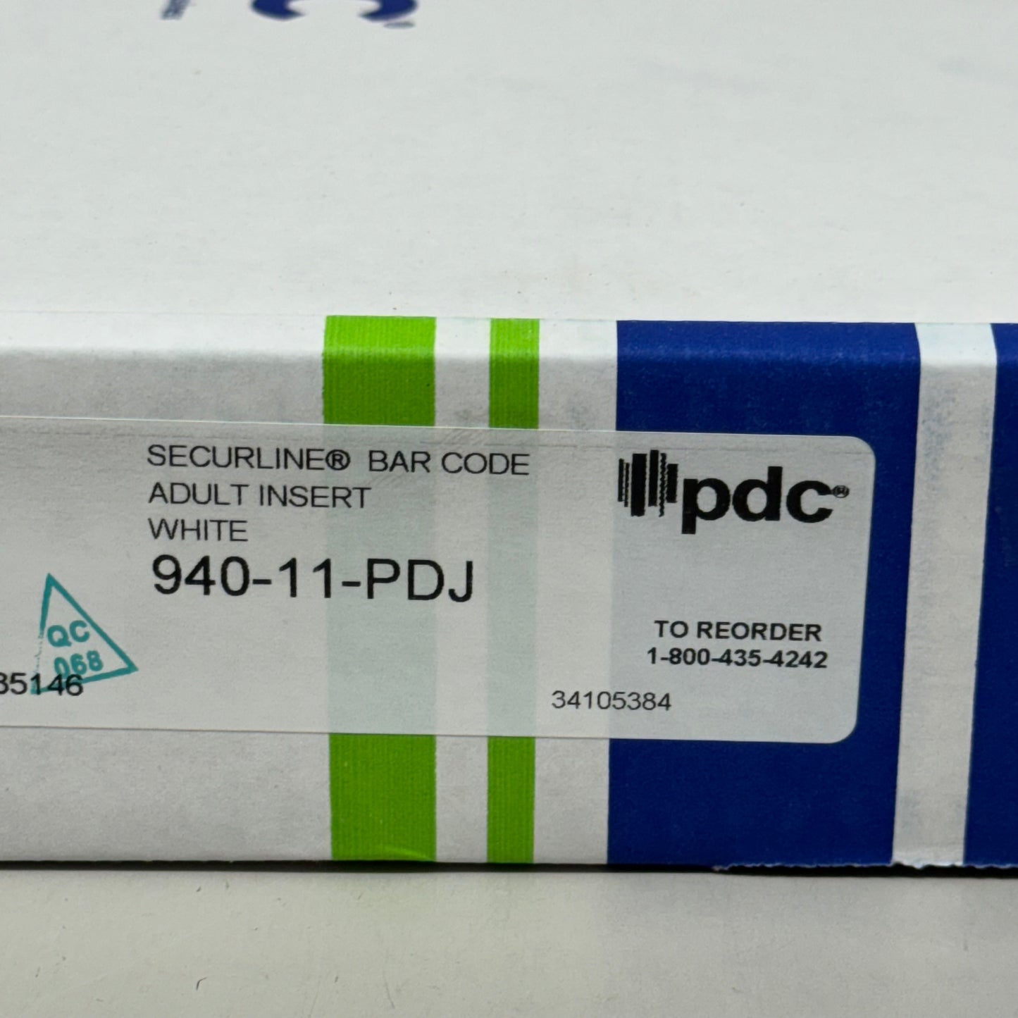 PDC (250 PC) Secureline Bar Code I.D. Insert Wrist Band Bracelets White 940-11-PDJ