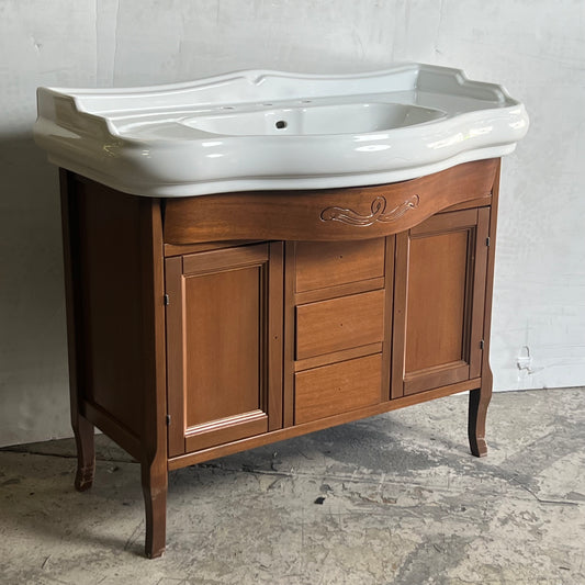 ZA@ KERASAN Retro Style Bathroom Cabinet And Sink 39”x21”x34” 1050 (Damaged, AS-IS)