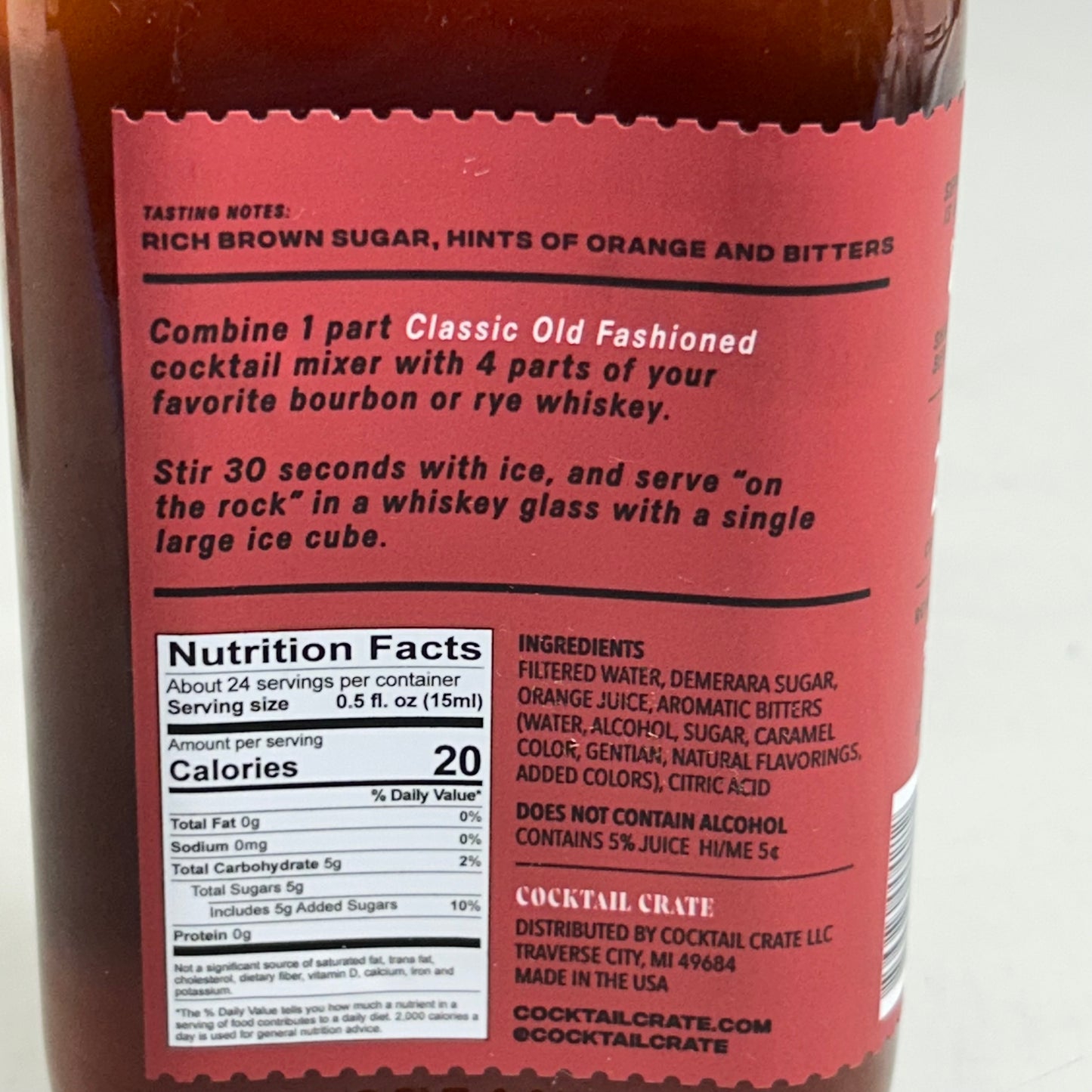 COCKTAIL CRATE (2 Pack) Classic Old Fashioned Drink Mixer 12.7FL oz Brown BB: 03/2028