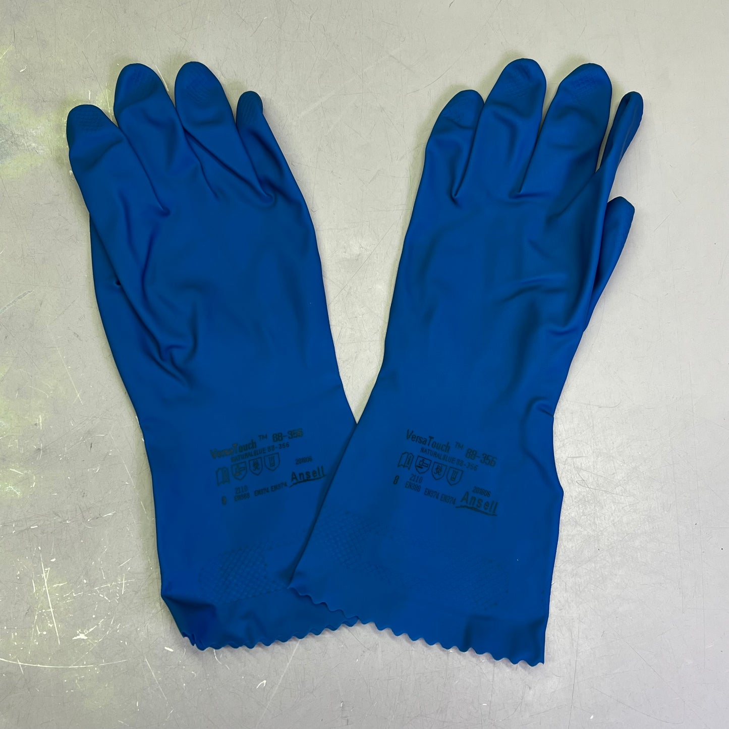 ANSELL (12 PACK) AlphaTec Natural Rubber Latex Unlined Gloves Sz 8 Blue 88-356