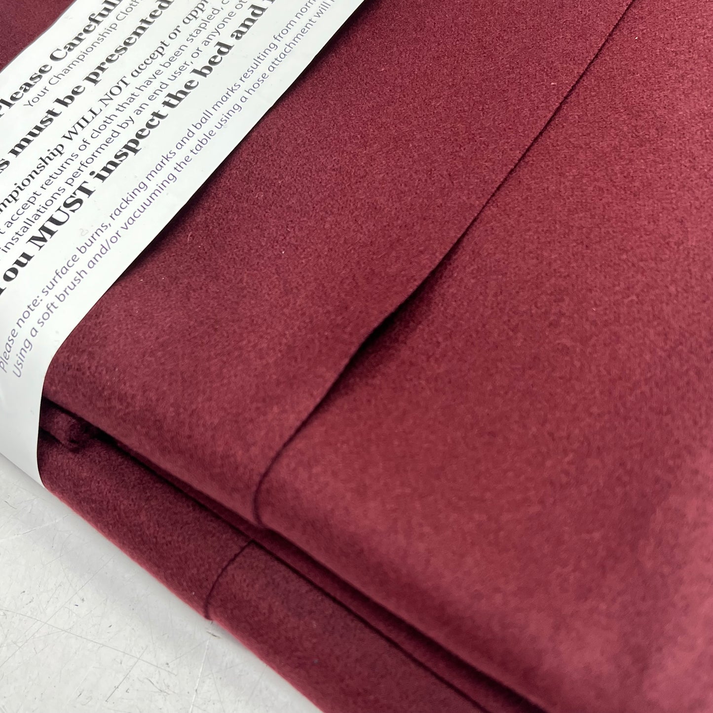 CHAMPIONSHIP Invitational Teflon Pool Cloth 8' 20oz Woolen Billiard Wine 4066-66