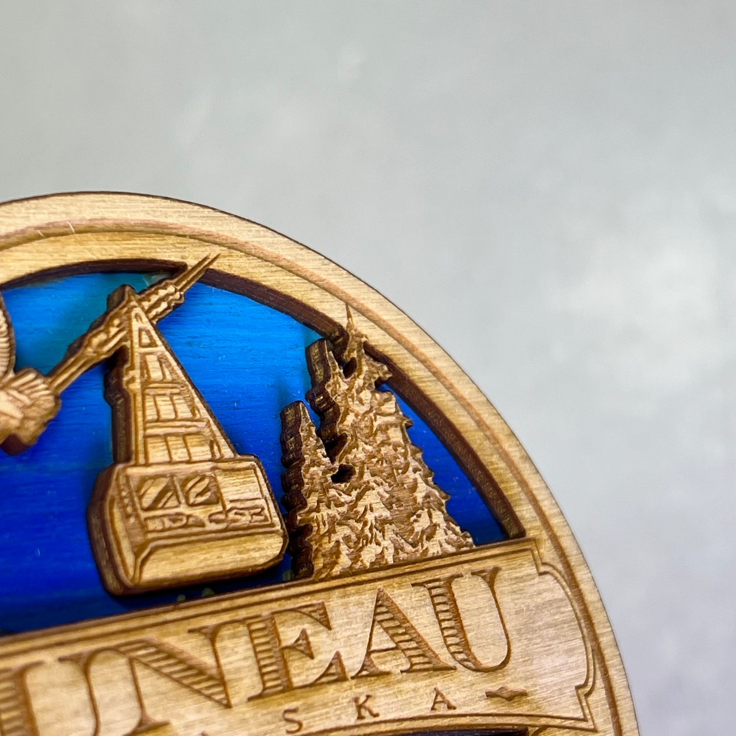 (2 PACK) Juneau Alaska Laser Cut & Painted Wooden Puck Collectable Made In USA