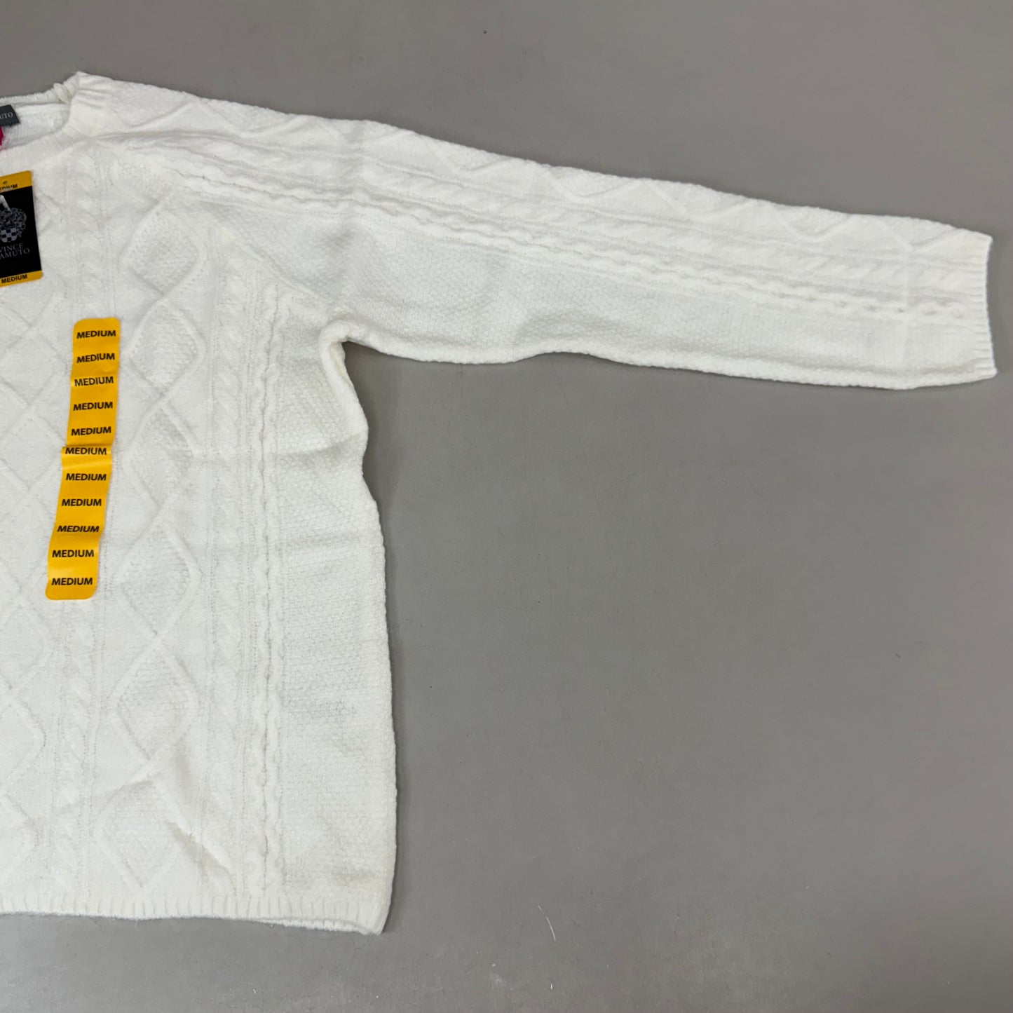 VINCE CAMUTO Cable Knit Sweater Women's Sz-M Antique White SC2895