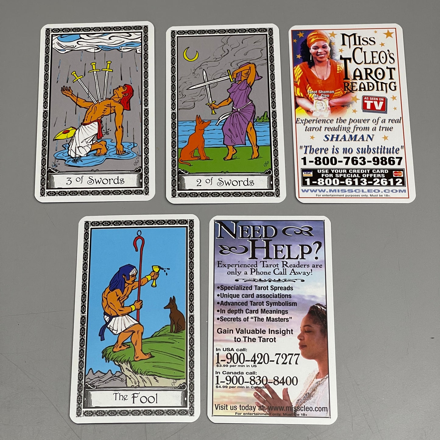 MISS CLEO'S (3 DECKS) Vintage Tarot Power Deck in Hard Cover Box