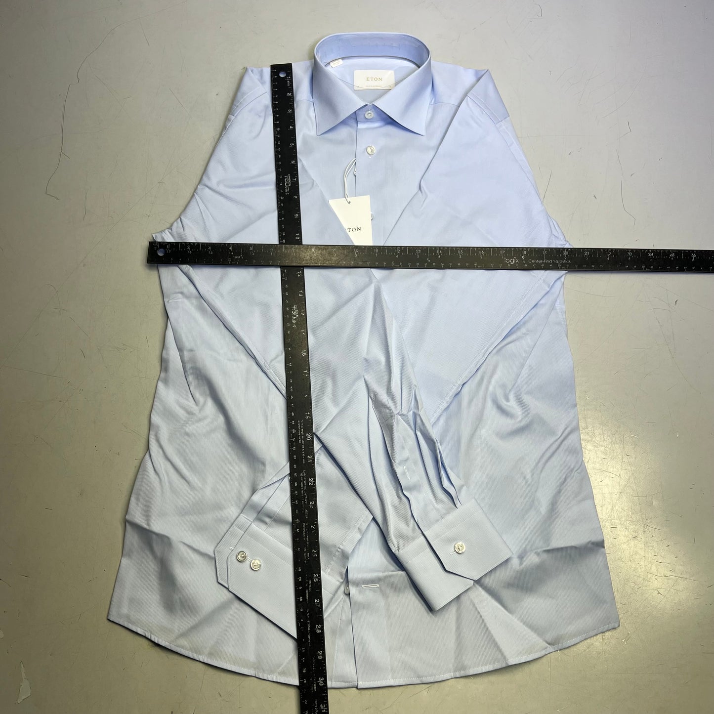 ETON Textured Twill Shirt Men's Contemporary Sz 38 Light Blue 1000136432243