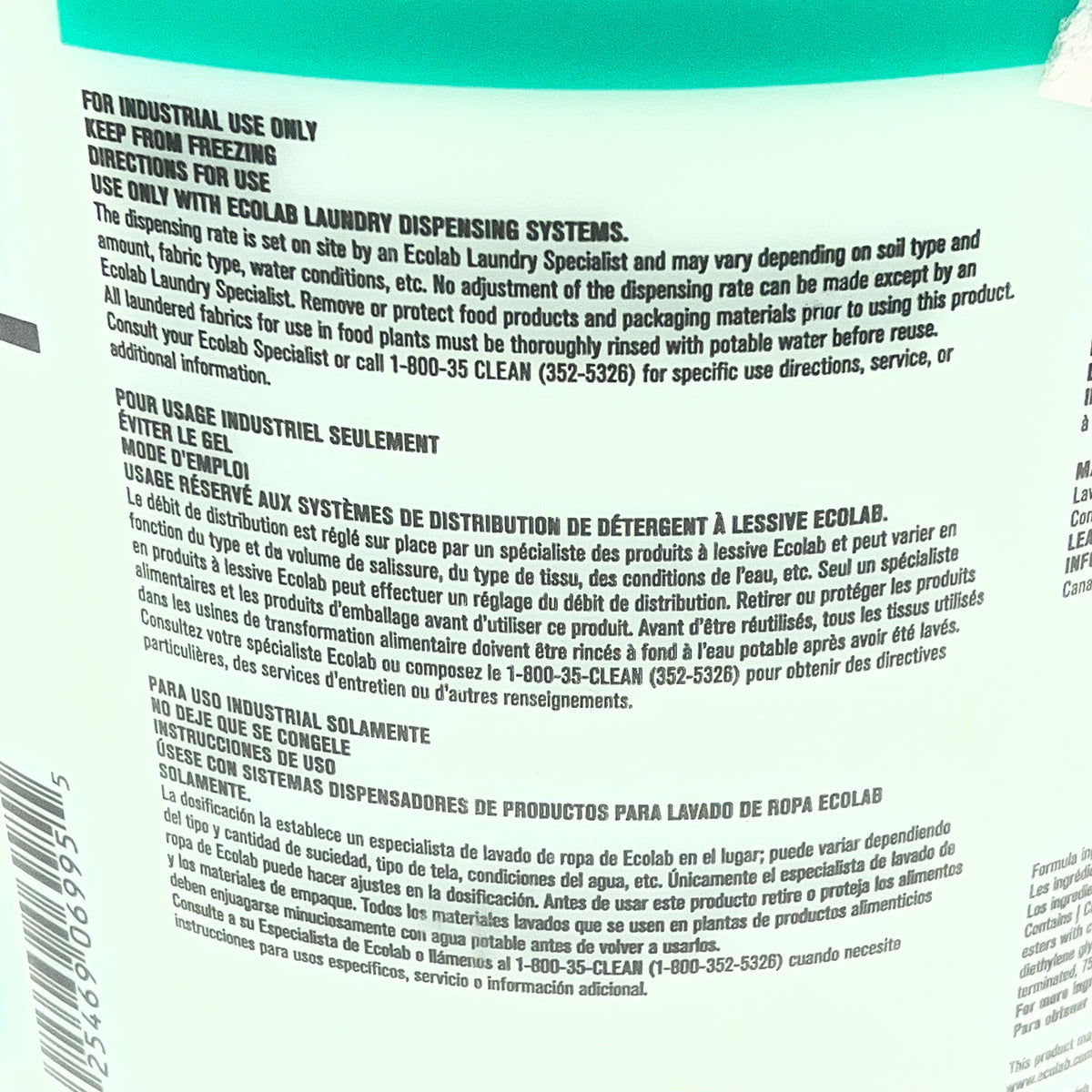 ECOLAB Liquid Laundry Premium Softener Anti-static 5 Gal Bucket Green 6102172