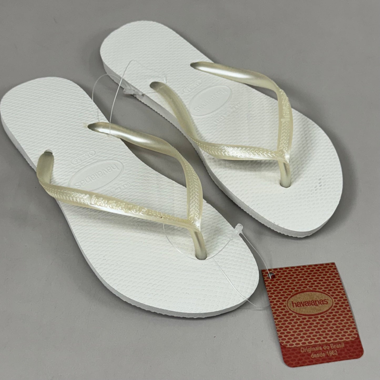 ZA@ HAVAIANAS High Quality Rubber Slim Flip Flops Non-Slip Women's 7/8 White 400030 H