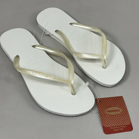 ZA@ HAVAIANAS High Quality Rubber Slim Flip Flops Non-Slip Women's 7/8 White 400030 H