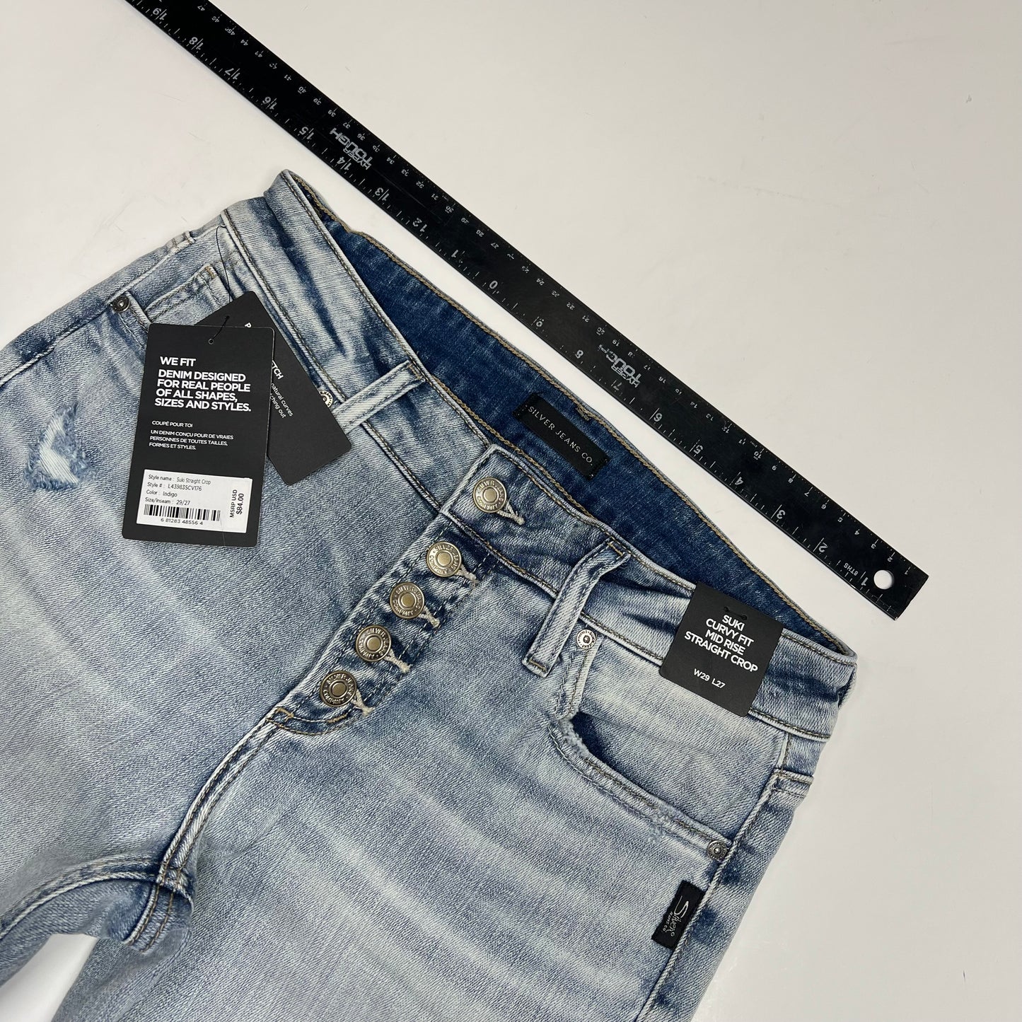 SILVER JEANS CO. Suki Curvy Mid Rise Straight Leg Jeans Women's Sz 29/27 Indigo