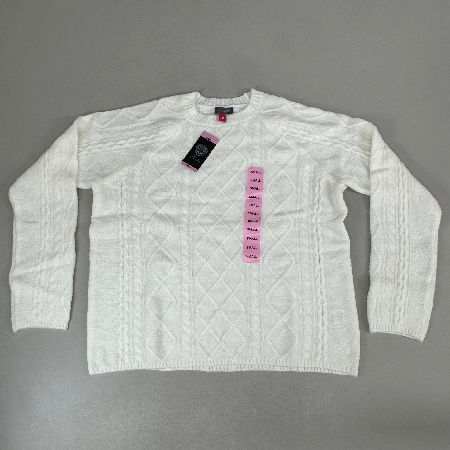 VINCE CAMUTO Cable Knit Sweater Women's Sz-S Antique White SC2895