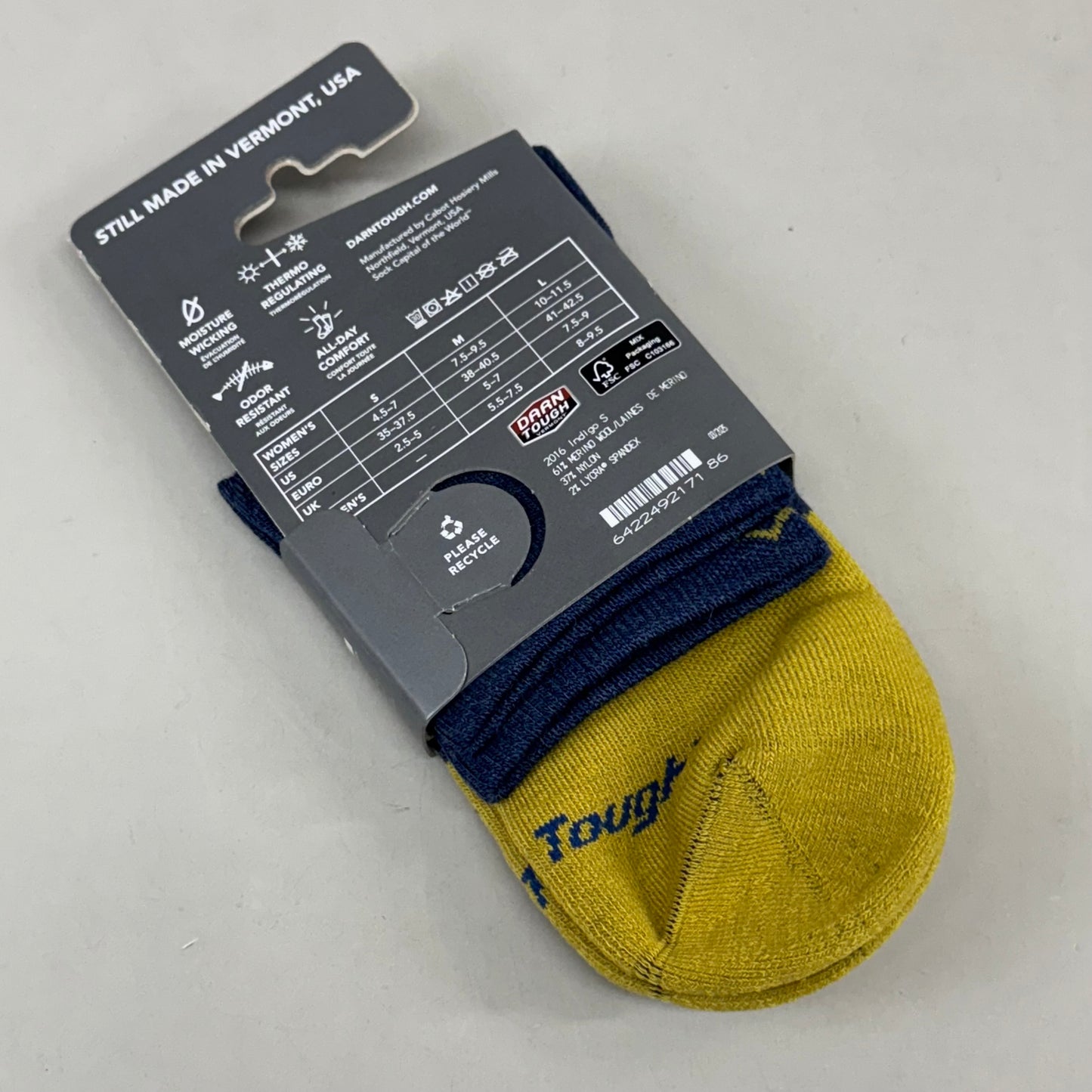DARN TOUGH Work 1/4 Socks Midweight Merino Wool Men SZ S 4.5-7 Indigo