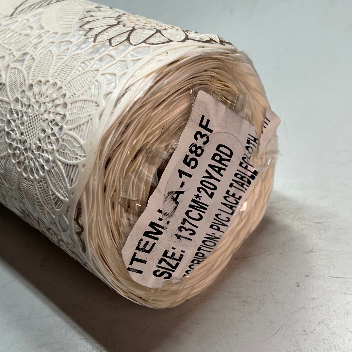 PVC Floral Lace Coffee Mugs Pattern Dinning Table Cloth 54"x60' White/Brown