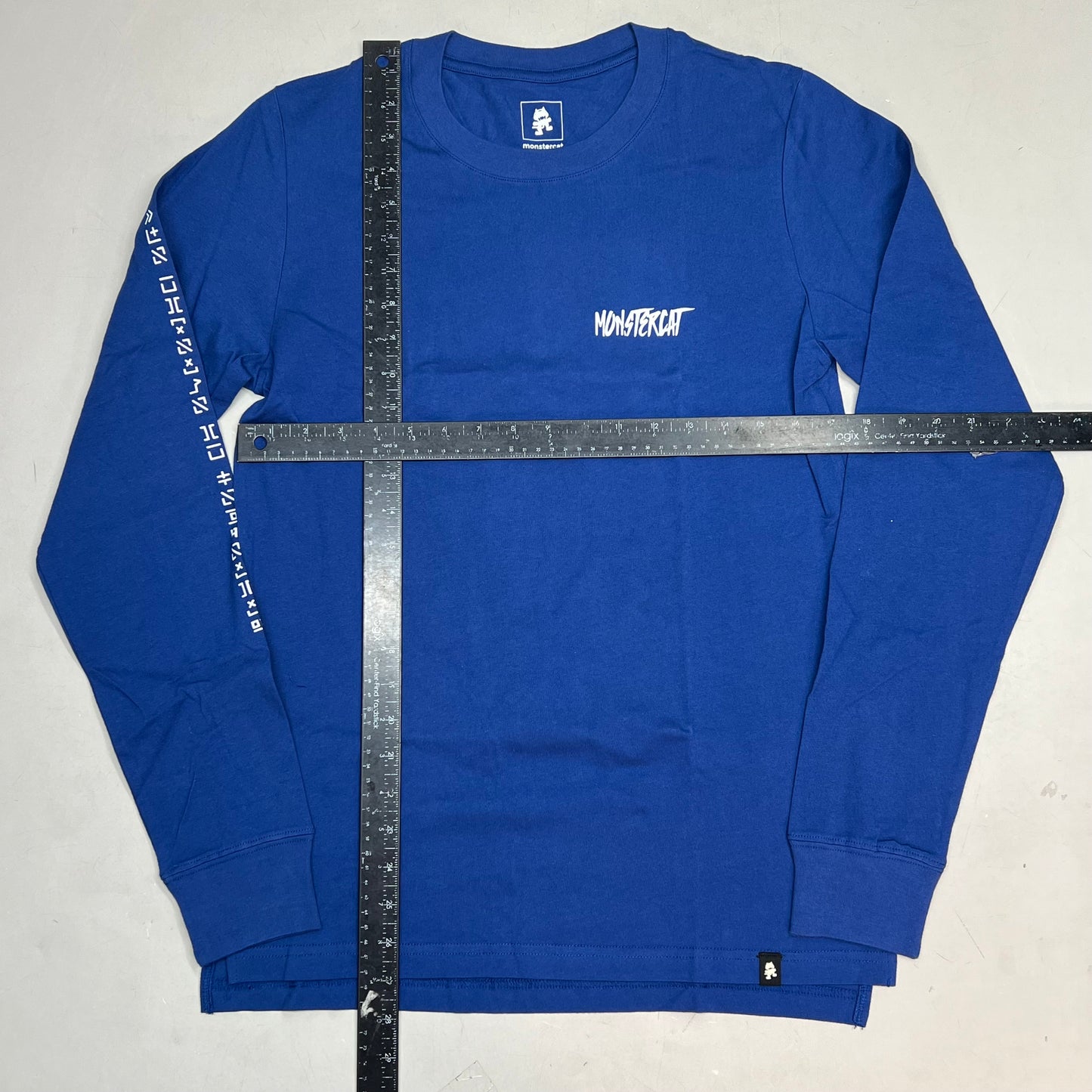 MONSTERCAT Records Long Sleeve T-Shirt Back Cat Comic Print Men's Sz S Blue