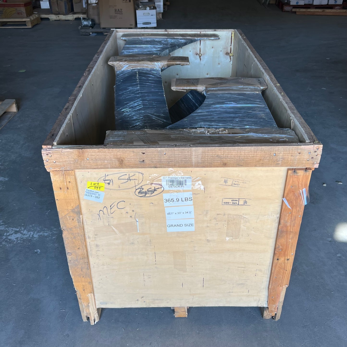 SIBUR 307 Prestige Table Base GS70CR-P1 Sz 65.7” x 33” x 34.2”,Black GS70CR-P1