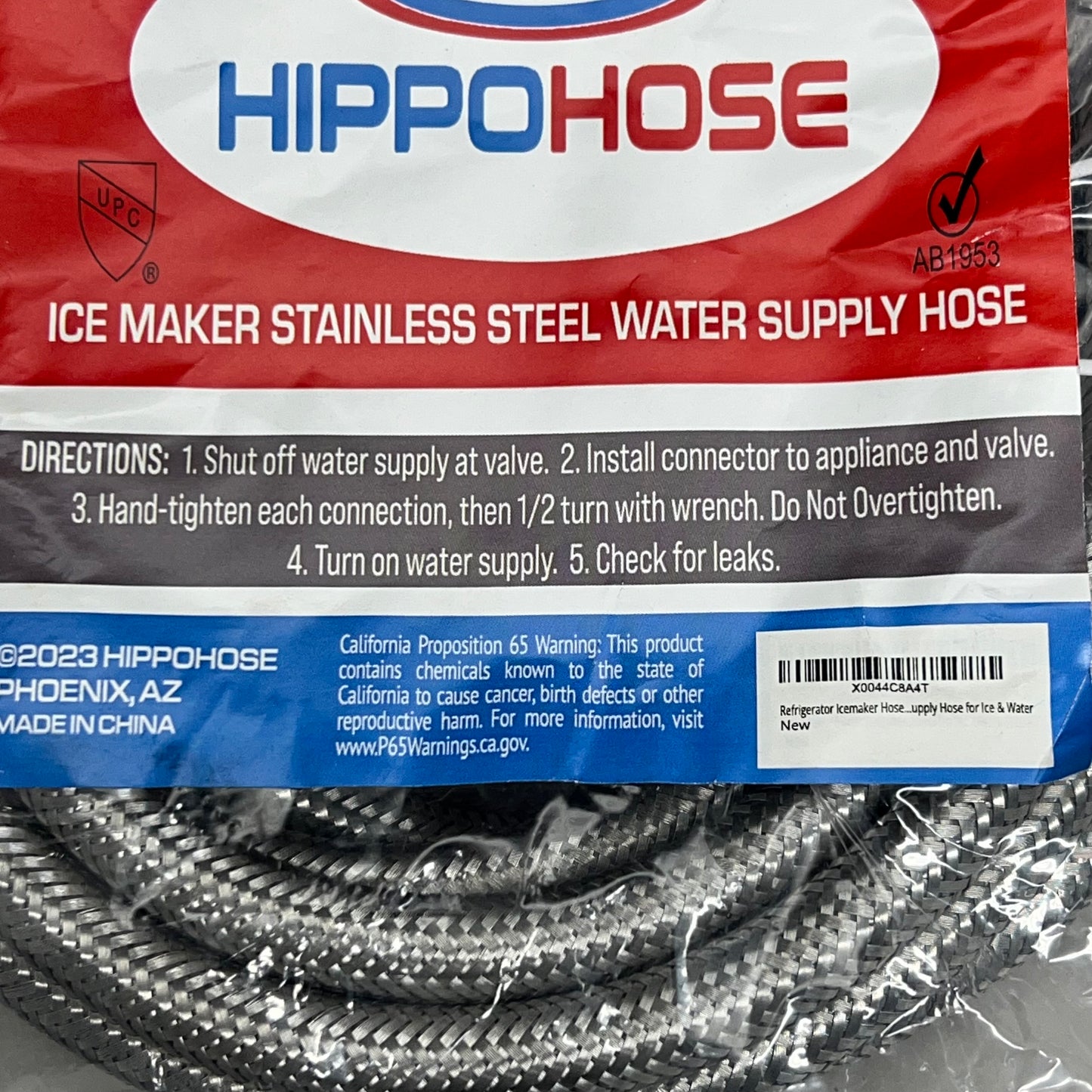 HIPPOHOSE Ice Maker Stainless Steel water Supply Hose 1/4" 10ft X0044C8A4T