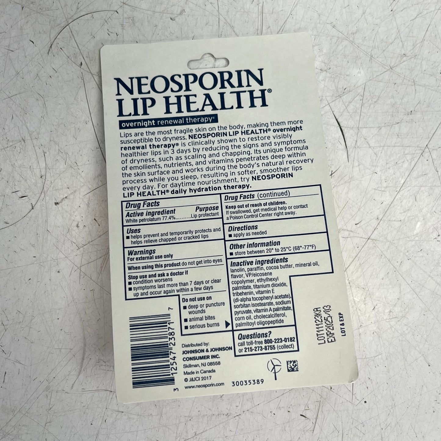 NEOSPORIN  (3 PACK) Lip Health Overnight Renewal Therapy  0.27 oz BB 03/25