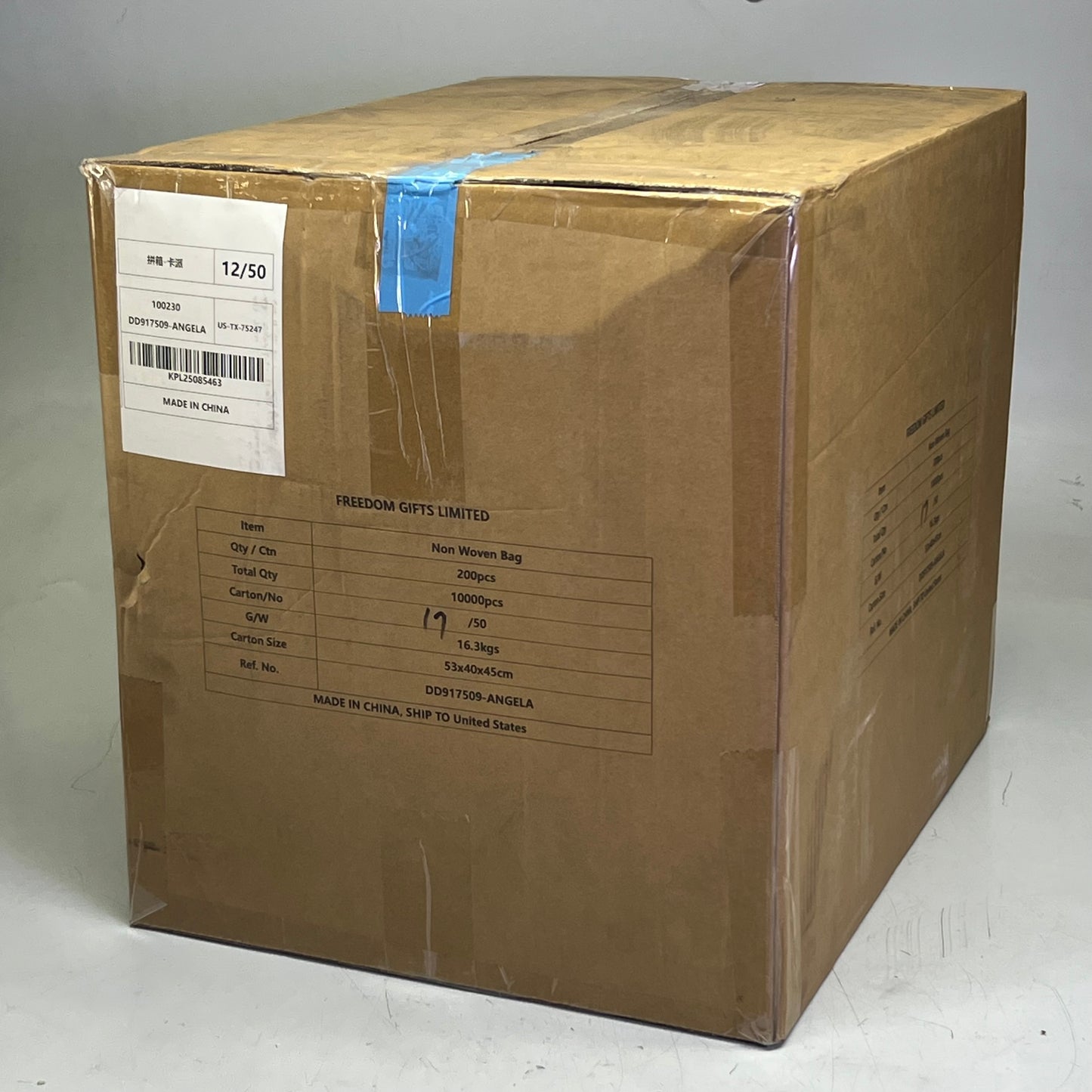 FREEDOM GIFTS (200 PACK) Reusable Non Woven Bags Sz 14"L x 4.5"W x 17"H