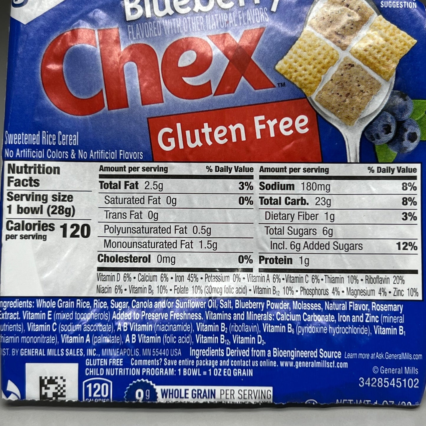 ZA@ GENERAL MILLS (96 PACK) Blueberry Chex Bowlpak 1 oz Each Bowl BB 10/24