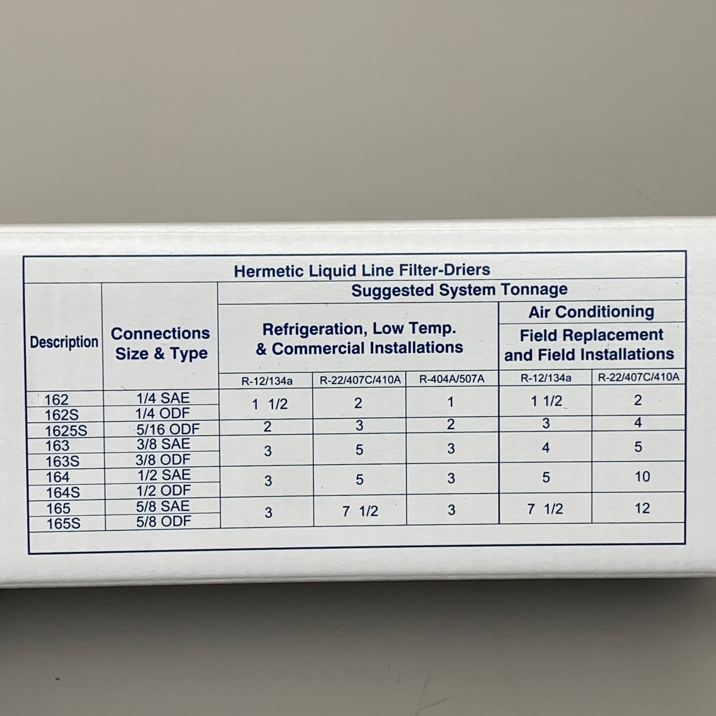 EMERSON Liquid Line Filter Drier, Compacted Bead EK163S - 3/8" 16 in³ 047614