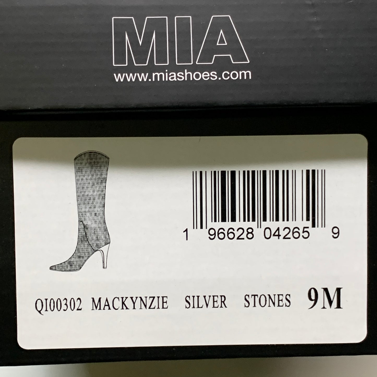 MIA Mackynzie Silver Stone Tall Heeled Boots Sz 9M Q100302