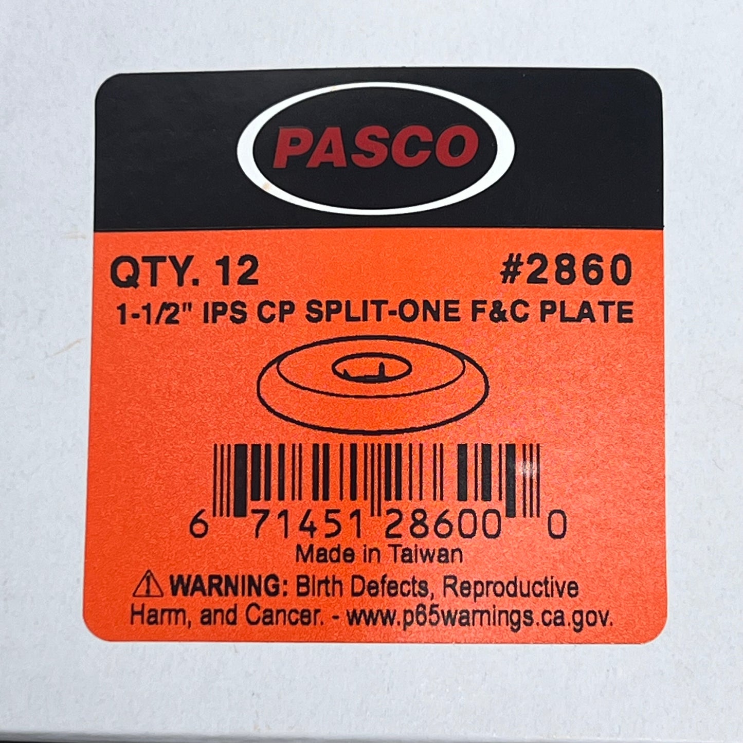 PASCO (24 PACK) CP Split-One F&C Plate 1-1/2" IPS 100% Rustproof Chrome 2860