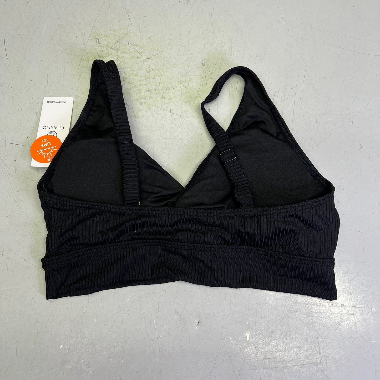 CHARMO V Neck Wide Strap Ribbed Pregnancy Bikini Swimsuit Women's Sz M Black