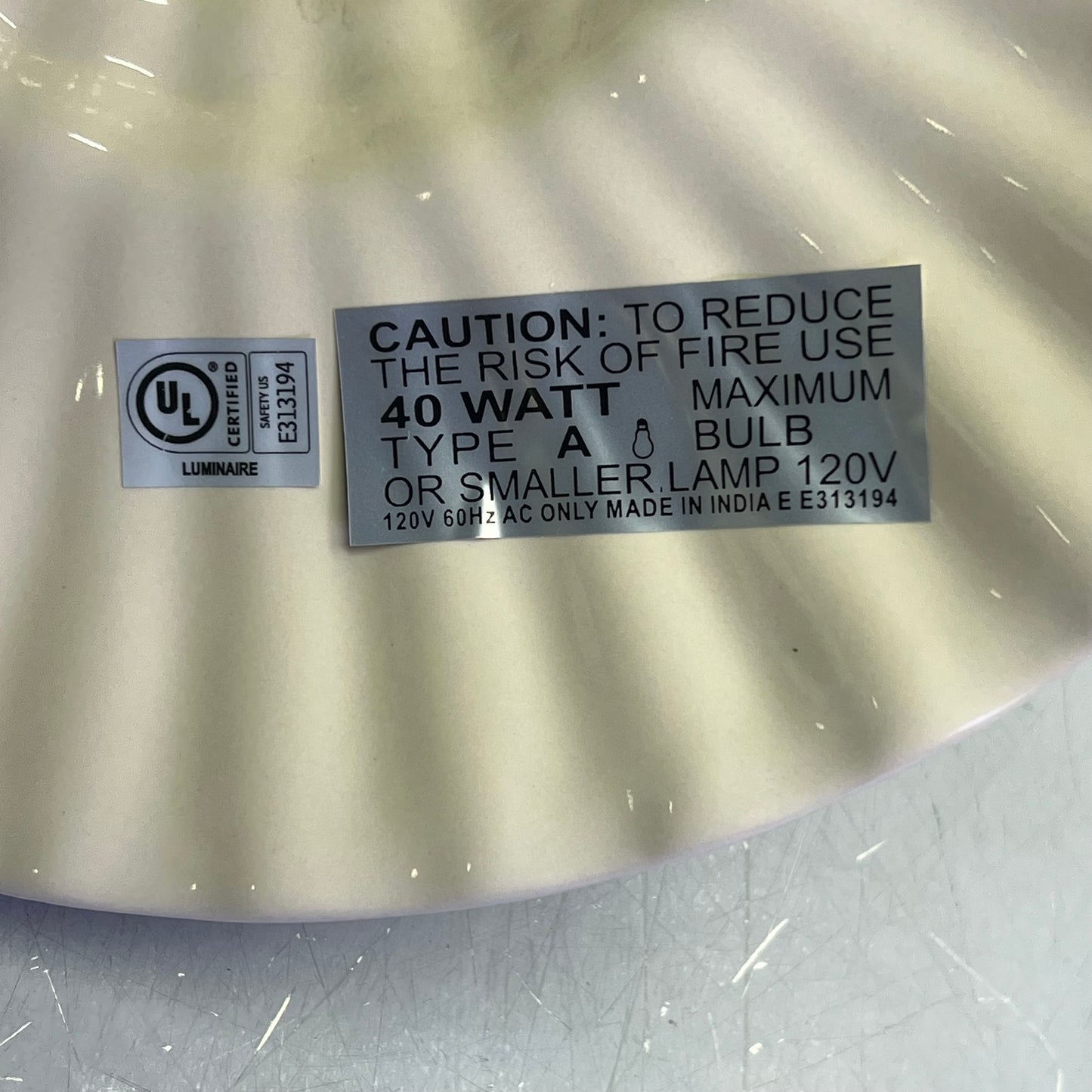 CREATIVE CO OP Elegant Stoneware Pleated Pendant Lamp 40-Watt Cream DF9520