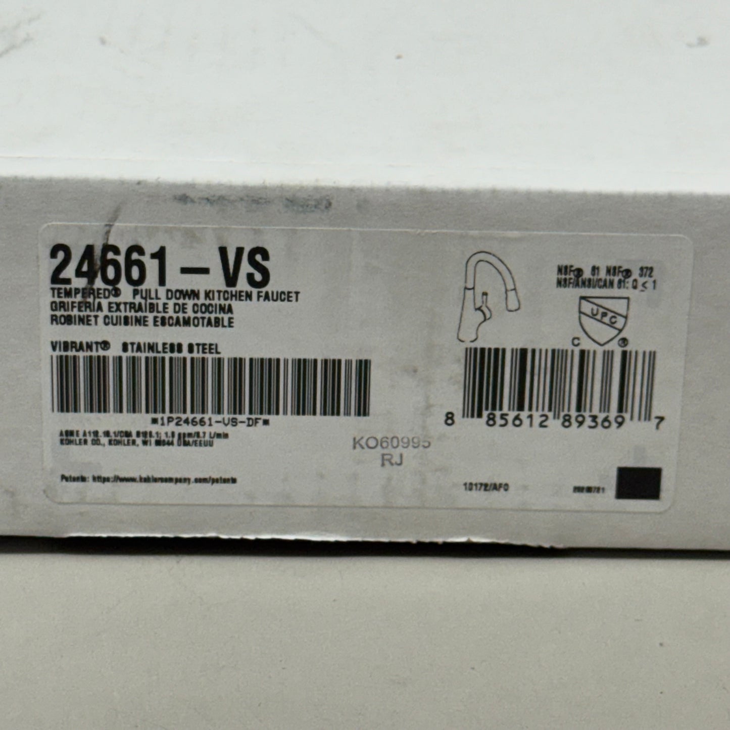 KOHLER Tempered Pulldown Kitchen Faucet Vibrant Stainless Steel 24661-VS