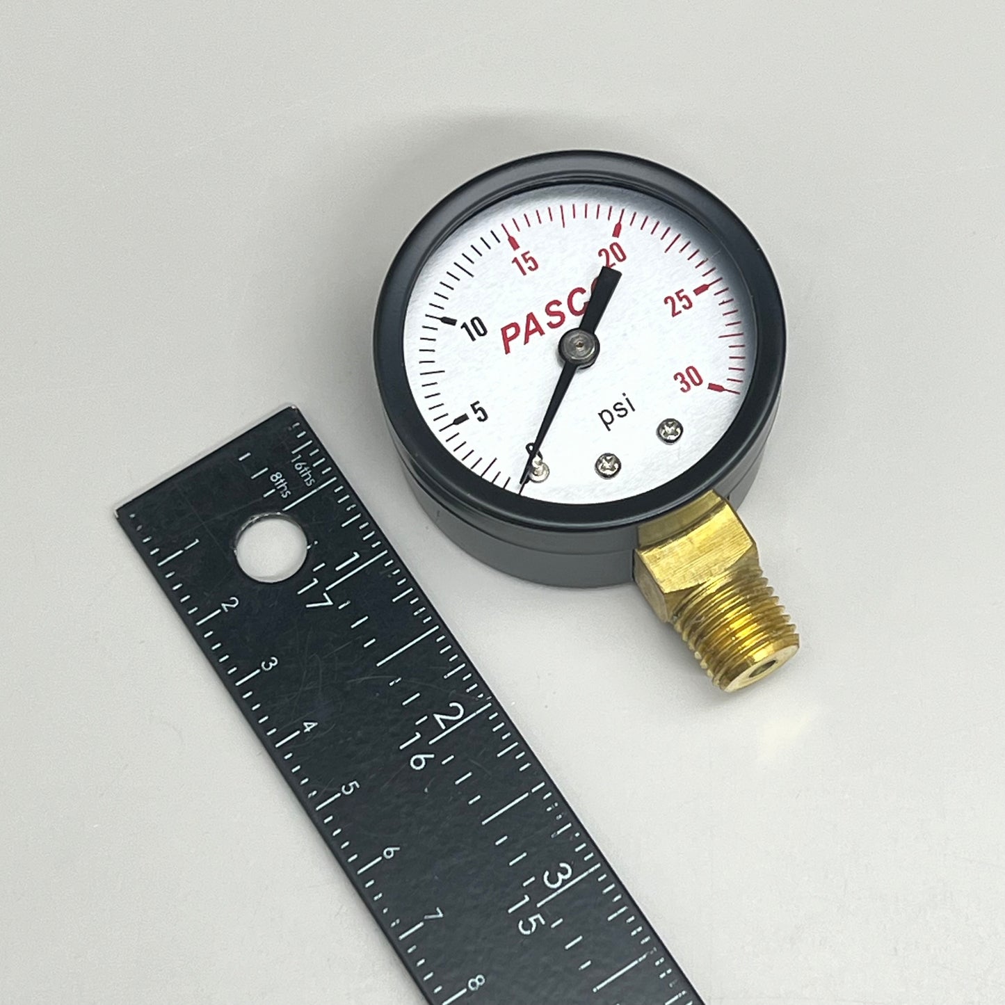 PASCO (2 PACK) Pressure Gauge 1/4" MPT Brass Connection 2" 30PSI Steel Enclosure 1727