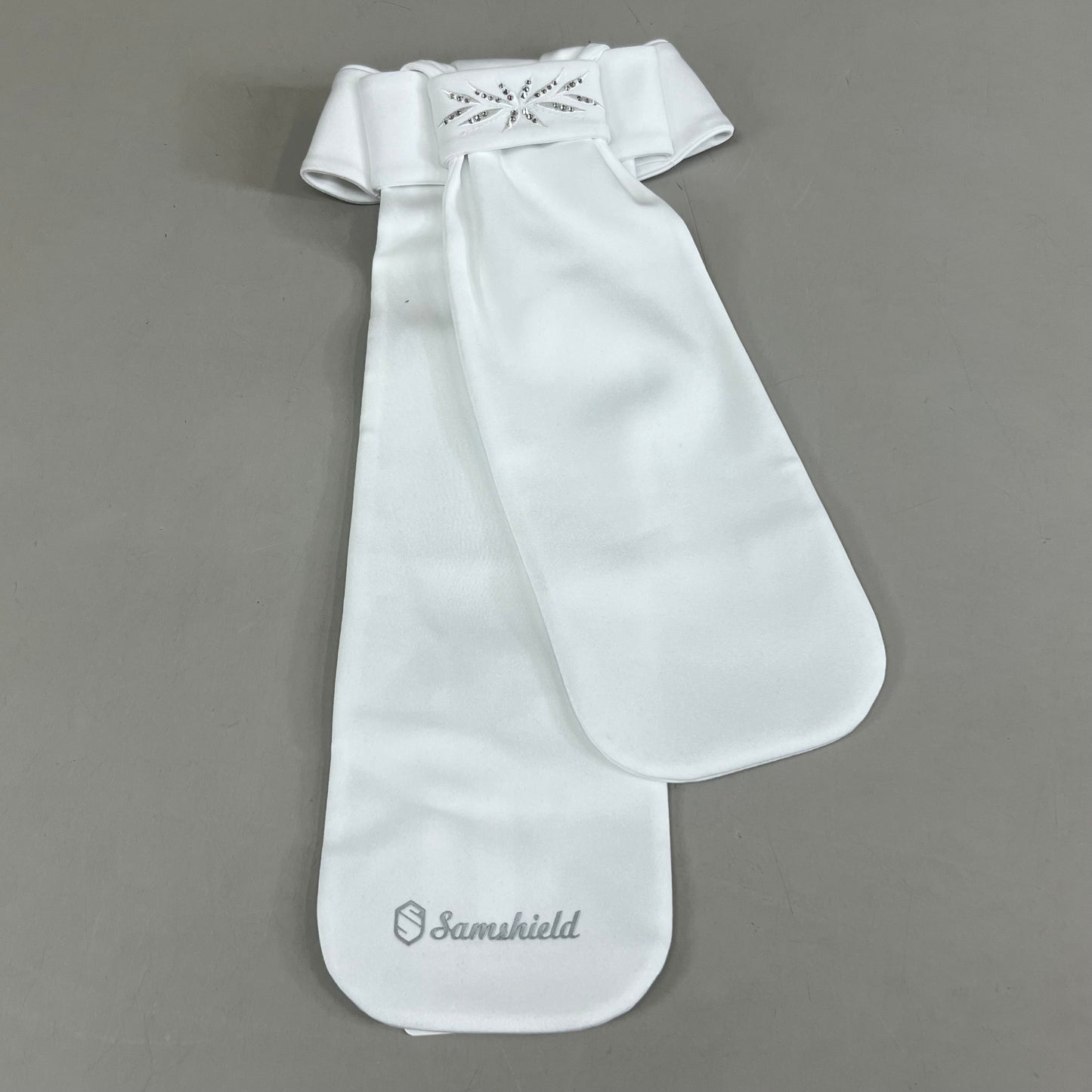 SAMSHIELD Plastron Flower Equestrian Riding Tie Women's Sz XS/S Holo White