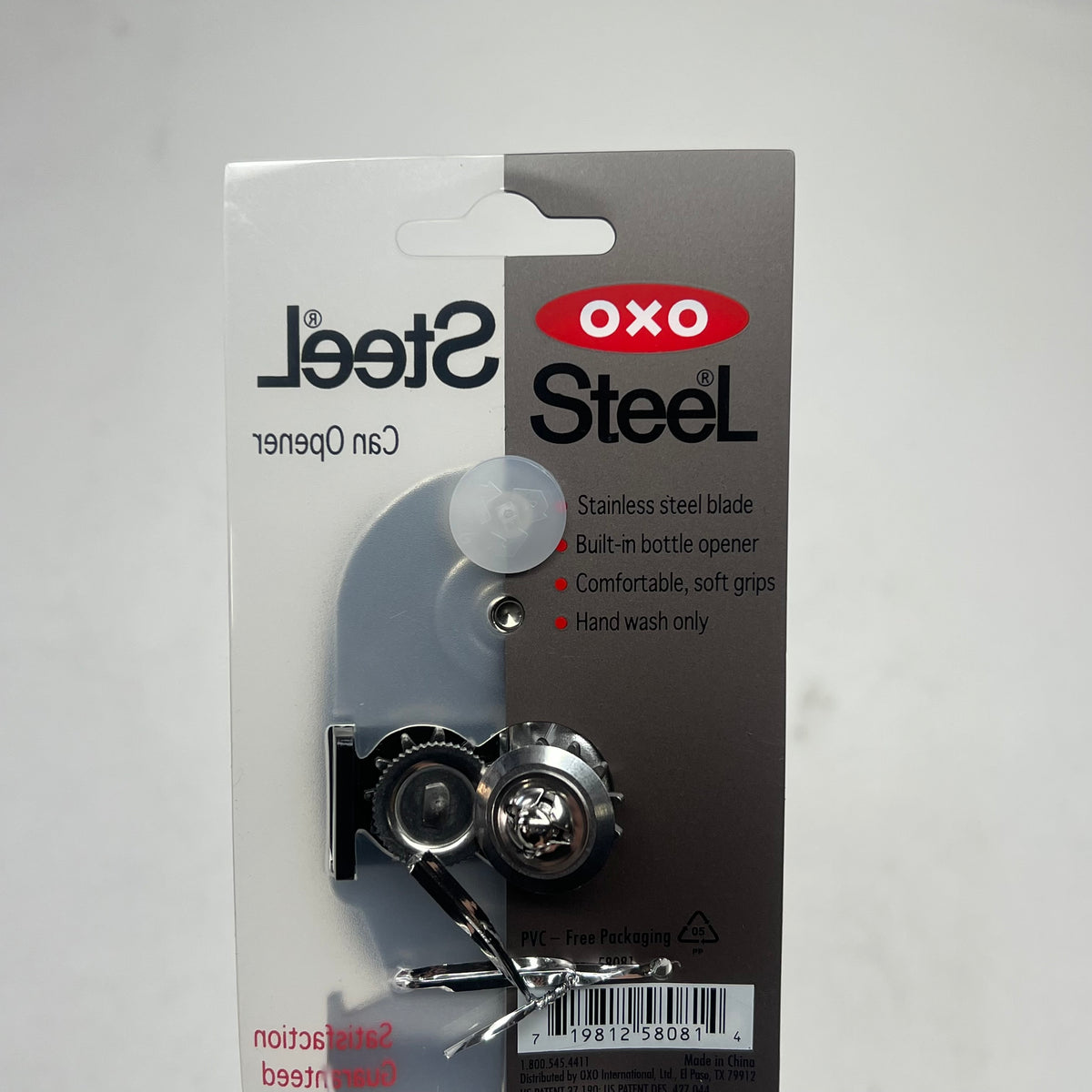 OXO Stainless Steel Can Opener W/ Oversized Knob Large Handles 8" Silver/Black