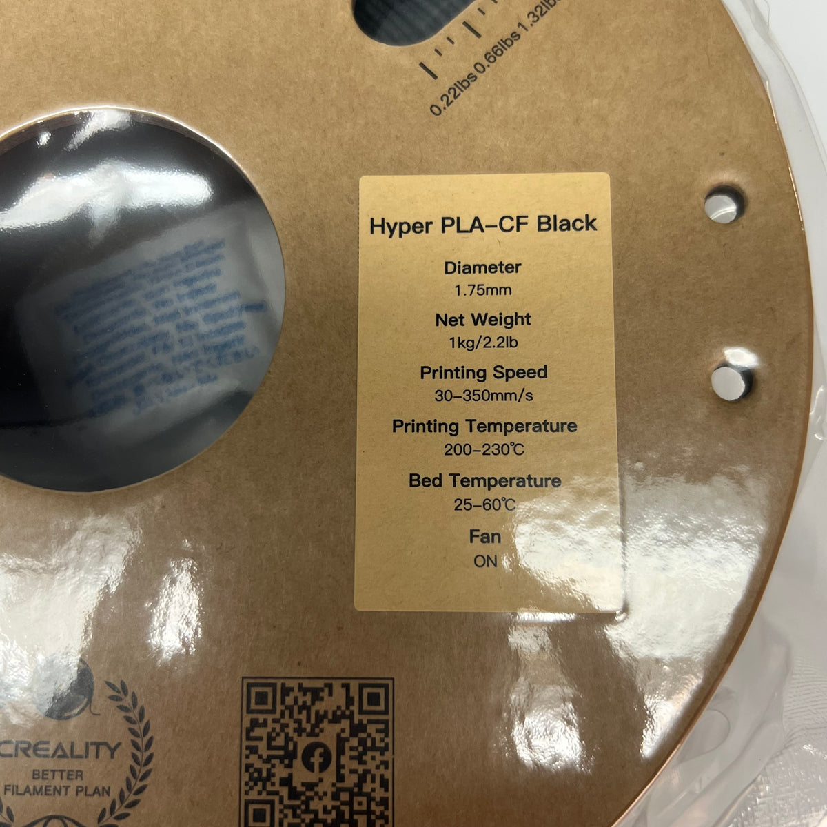 CREALITY Hyper PLA-CF 3D Printer Filament 1kg - High Speed 1.75mm Black 2603