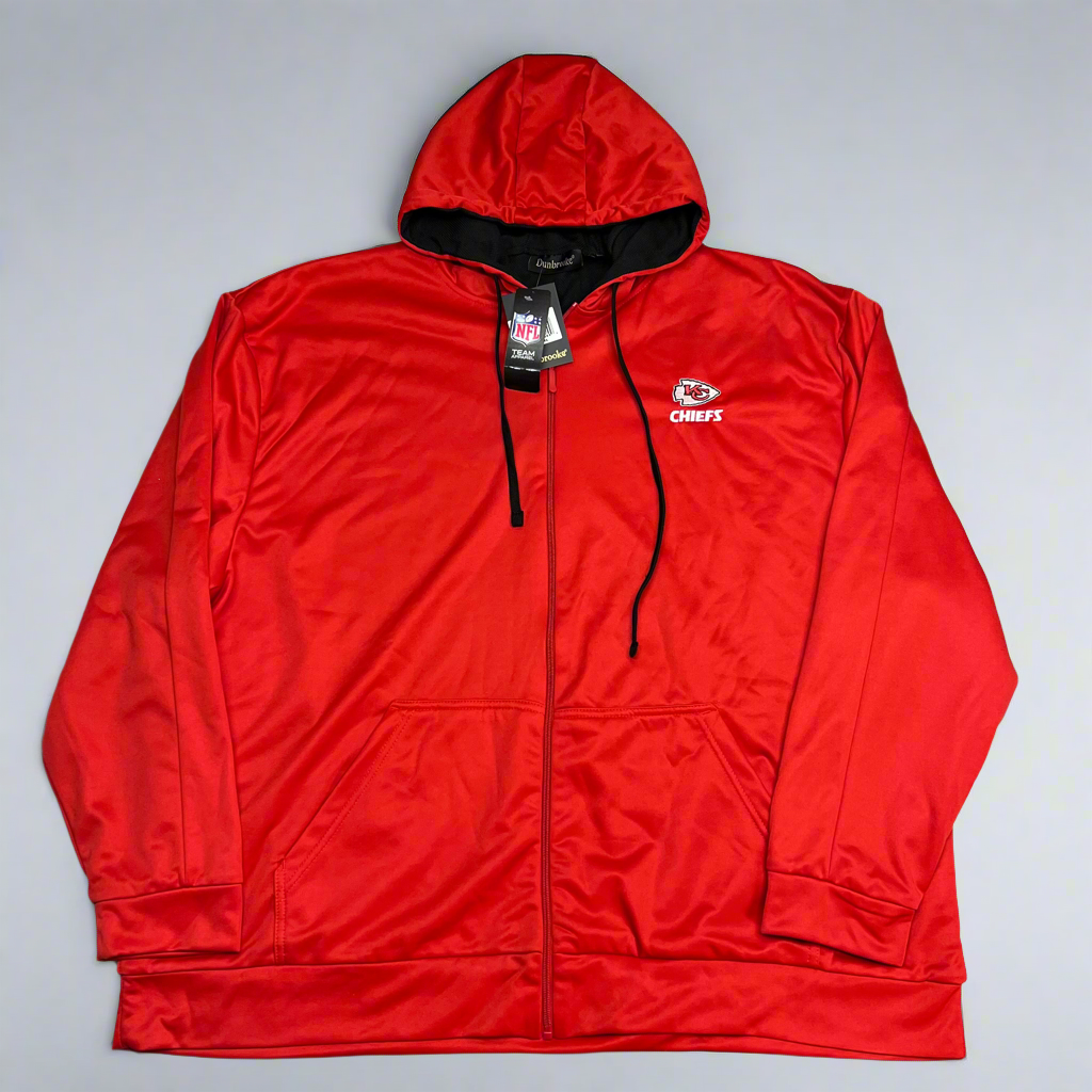 DUNBROOKE Red Kansas City Chiefs NFL Hoodie Full Zip Men's Sz 4XL Red/Black 8418