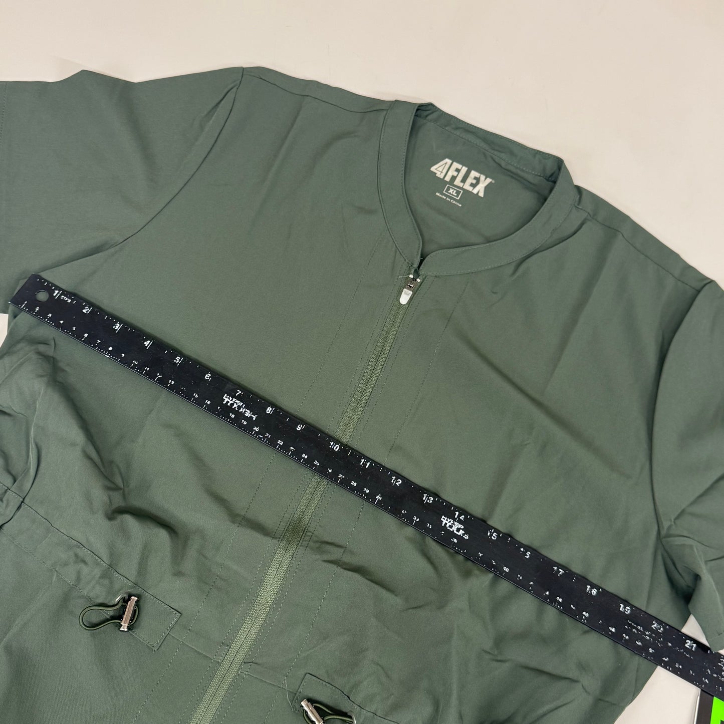 GREEN TOWN 4 Flex Scrubs Jumpsuit Cinch In Waist Women's Sz XL Olive GFX-023AST