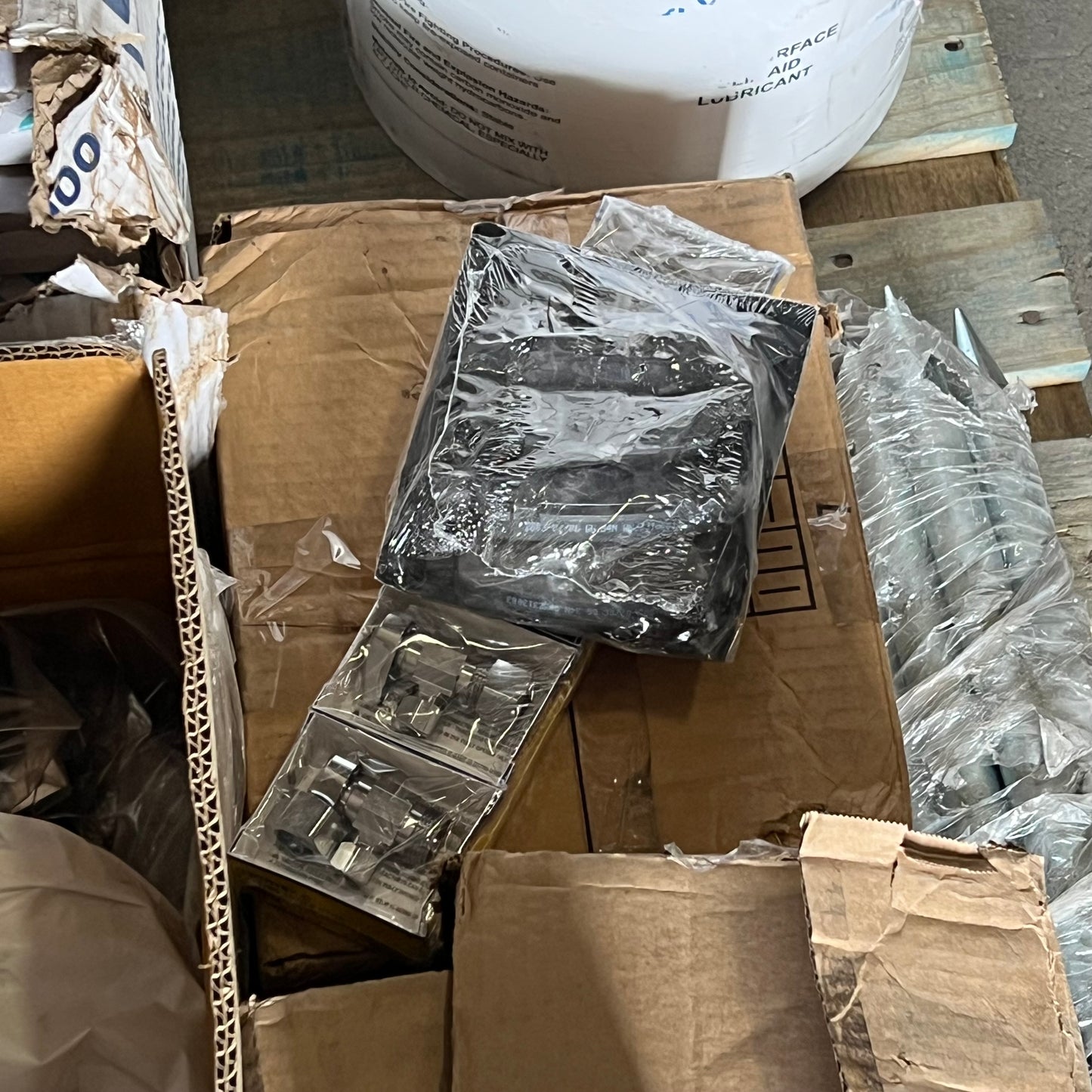 ZA@ Pallet of MIXED Golf Cart Hardware, Electrical Boxes, Blood Pressure Bands, Large Steel Spikes & More!!!!! (AS-IS)