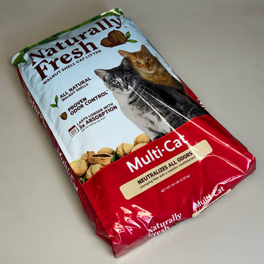 NATURALLY FRESH Walnut Shell Cat Litter Unscented 40Lbs , Red Bag