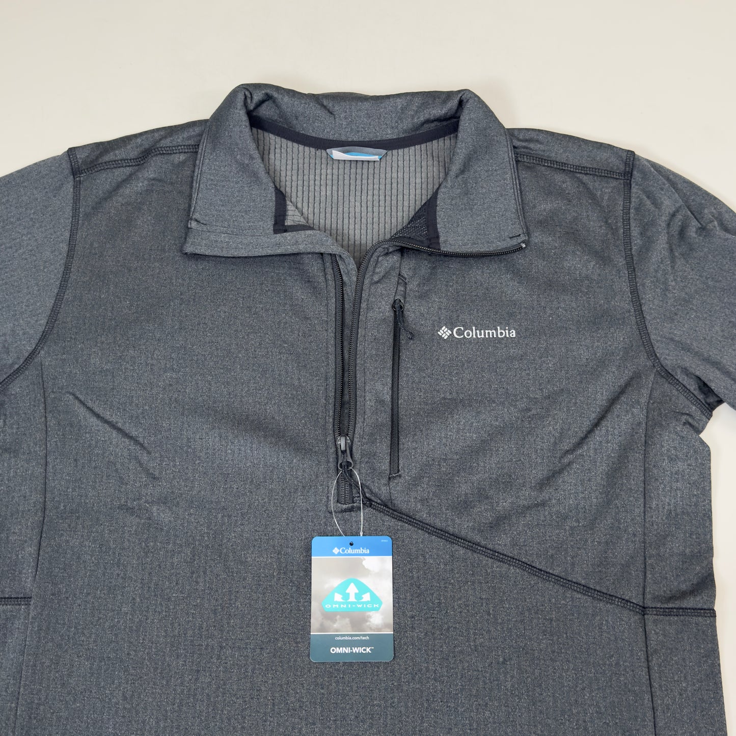 COLUMBIA Park View Fleece Half Zip Omni-Wick Men's Sz L Black Heather 1952201010