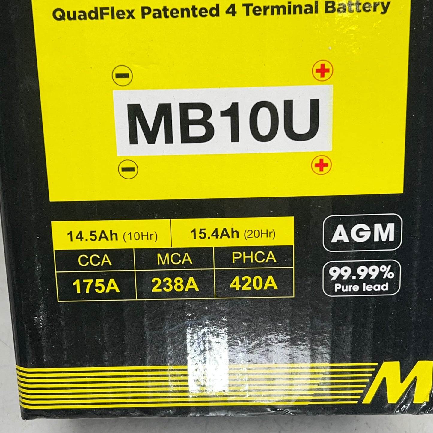 MOTOR BATT Quadflex Patented 4 Terminal Battery  12V 238 Amp MCA MB10U