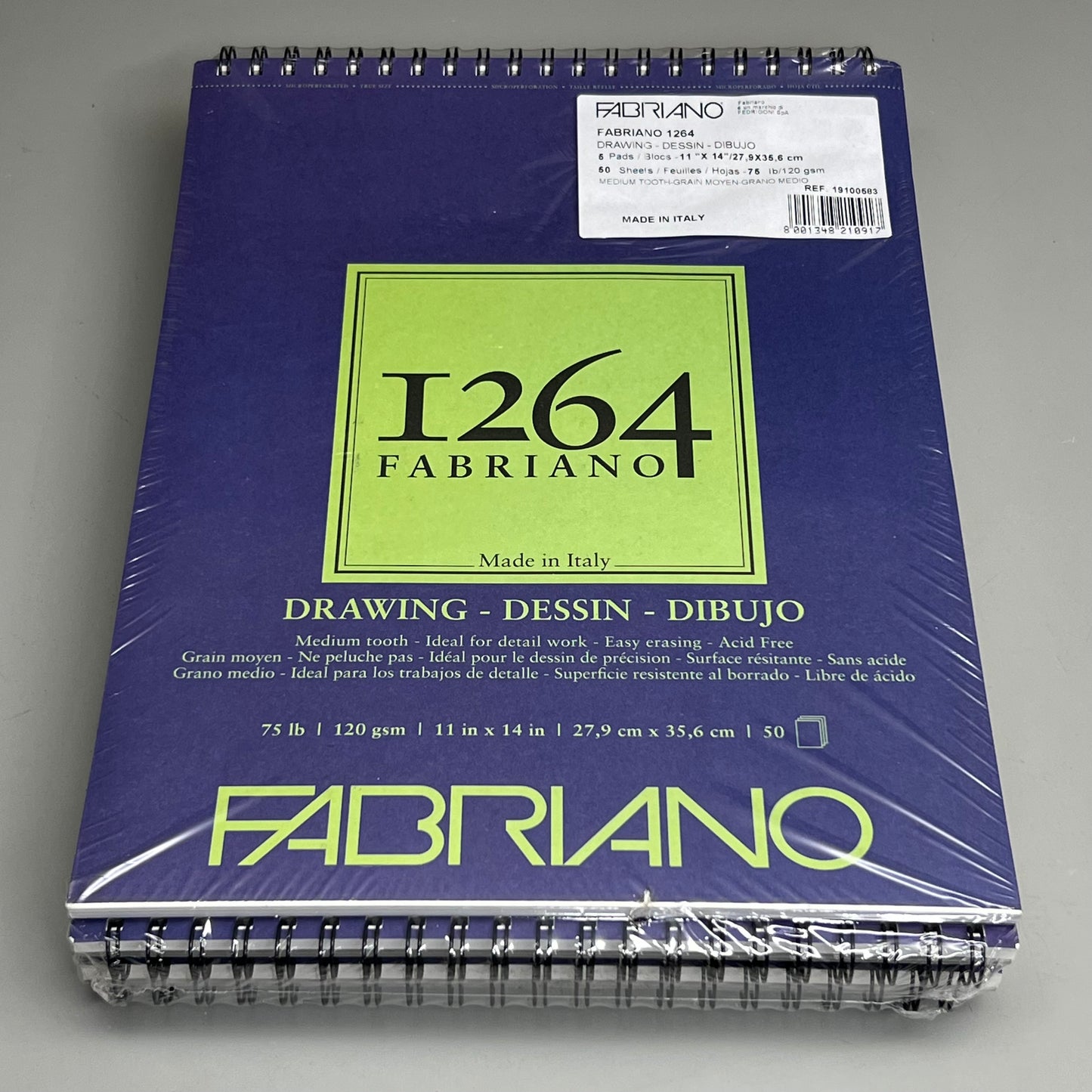 FABRIANO 5PK I264 Drawing Paper 11in x 14in 50 Sheets 250 Total Sheets