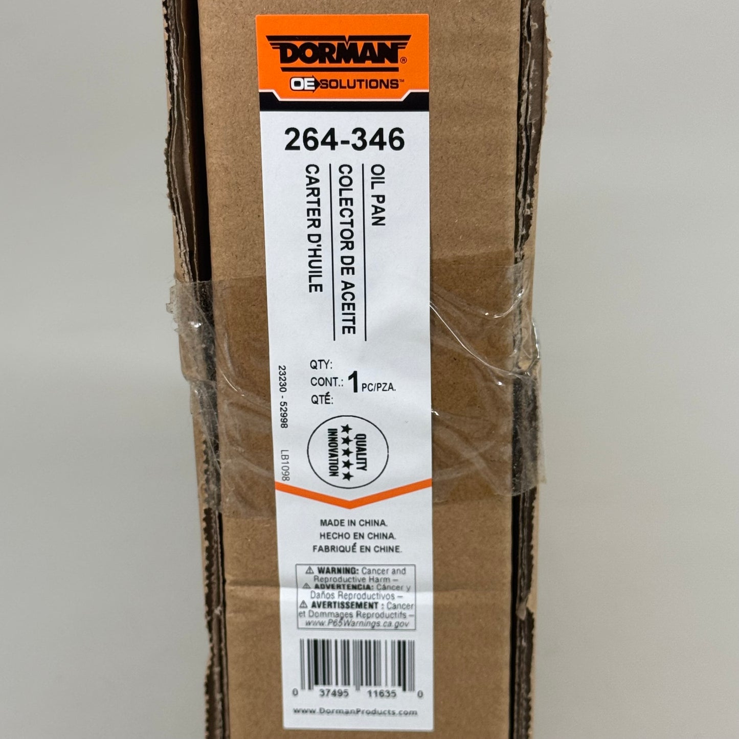 DORMAN Oil Pan Steel 13.2" Maximum Width 14 Drain Thread Size Black 264-346