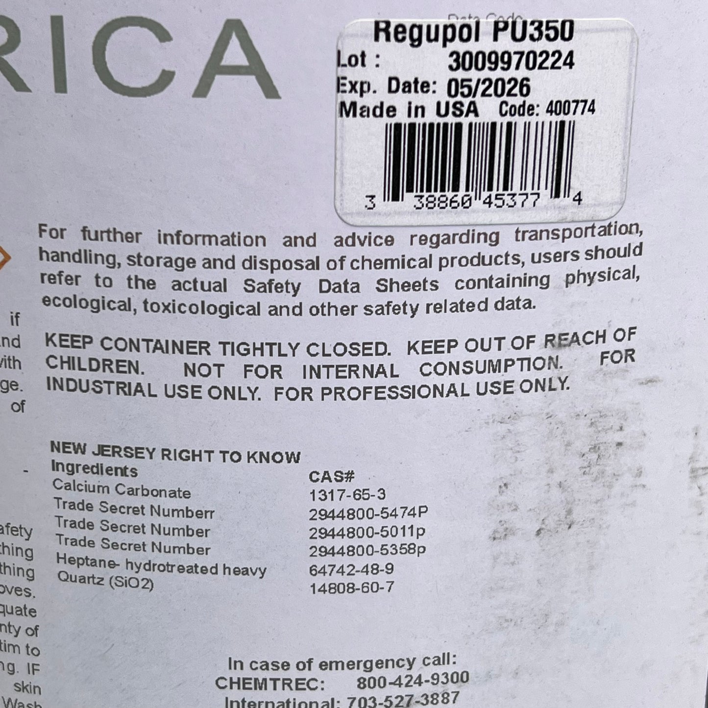 REGUPOL Premium Polyurethane Rubber Flooring Adhesive Made In USA 5 Gal PU350