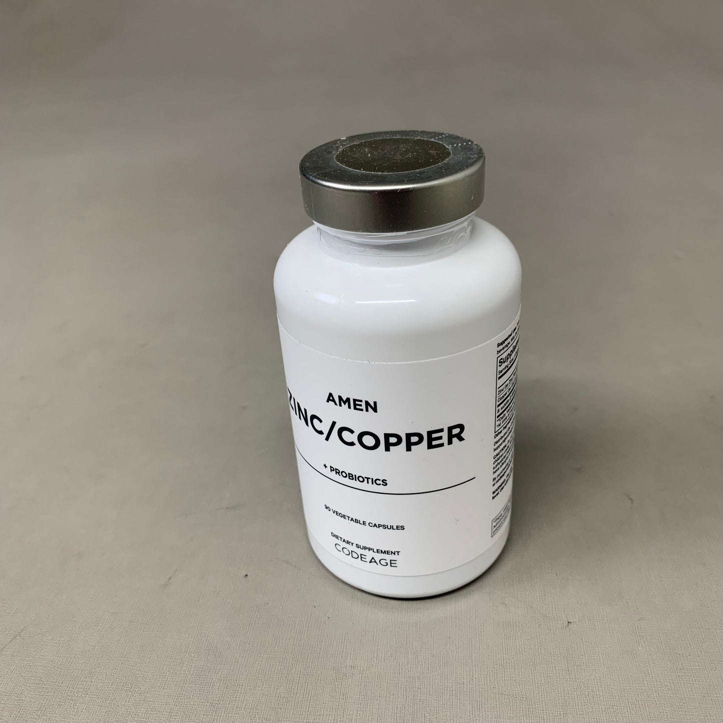 AMEN Zinc/Copper +Probiotics Vegetable Capsules 90 Day Supply BB 12/27 CA8190-346L1