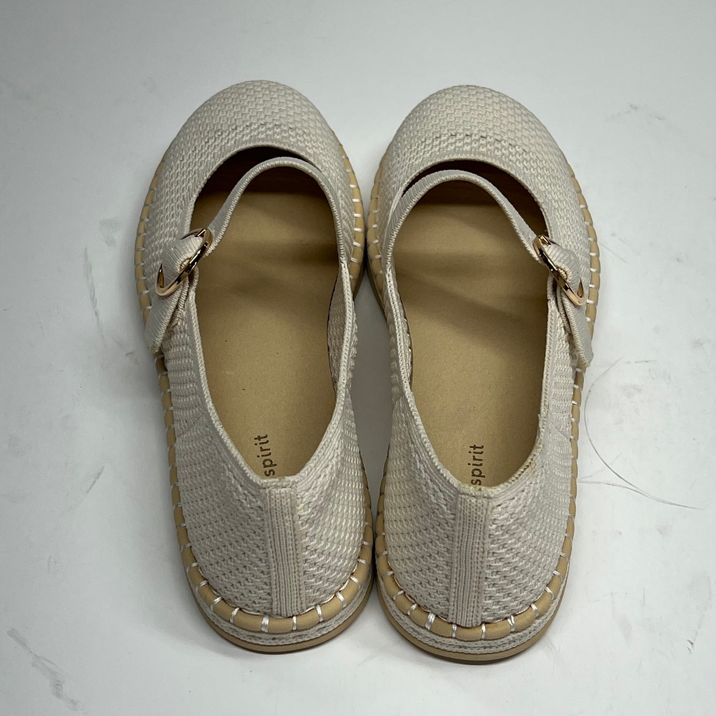 EASY SPIRIT Francene Knit Mary Jane Espadrille Flats Womens Sz 8.5M Ivory (As-Is)