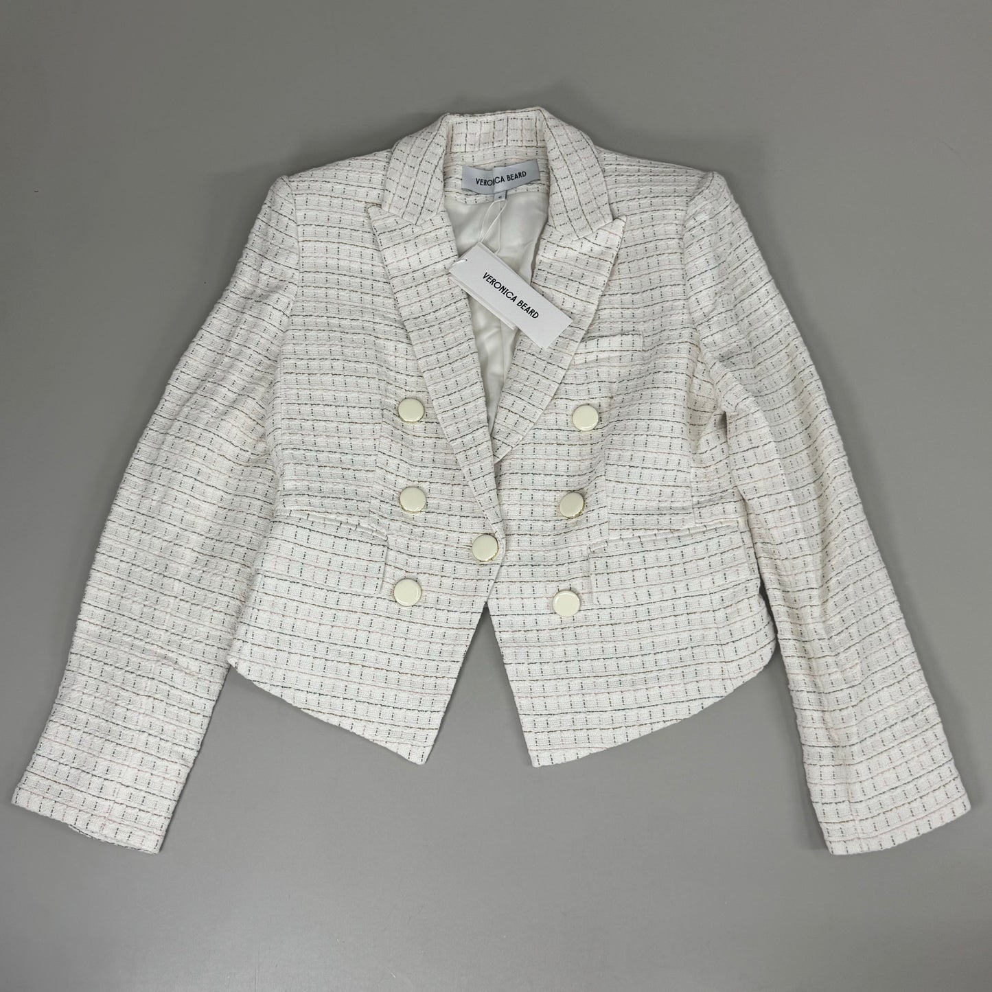 VERONICA BEARD Women's Diego Dickey Jacket Sz-10 Ivory/Multi 2406TW651509