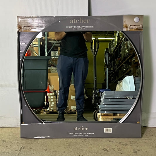 ATELIER Luxury Decorative Mirror Sz 31.5" x 31.5" Black (Distressed Box)