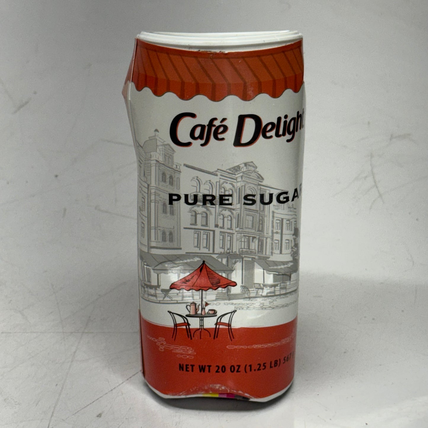 ZA@ CAFE DELIGHT (24 PACK) Sugar Canister 20 oz. White (AS-IS, The Canister is Dented)