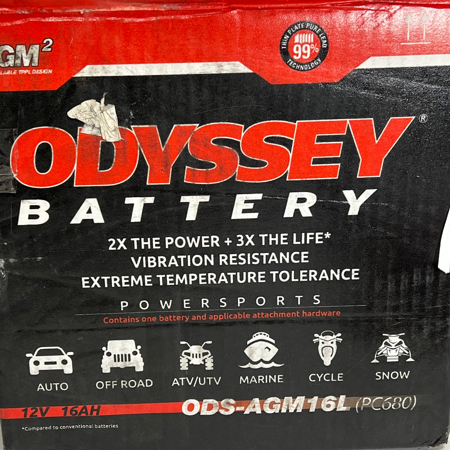 ODYSSEY BATTERY Extreme Powersport Battery Non Spillable Agm16l ODY-PC680