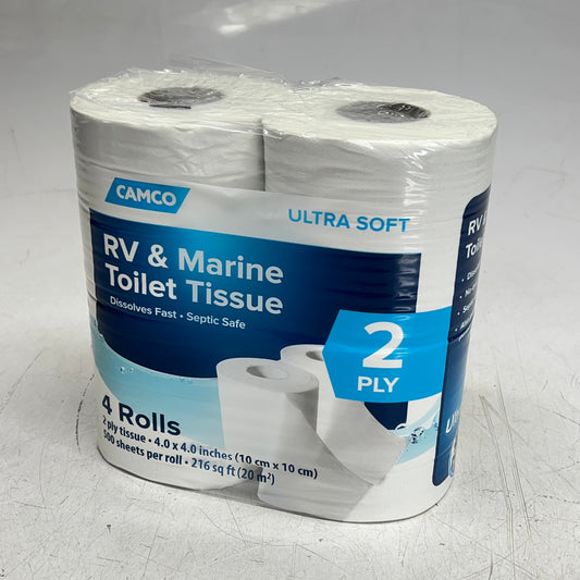 ZA@ CAMCO (4 PACK, 4 EACH) Rv & Marine Toilet Tissue  2-Ply 500 Sheets White 40274