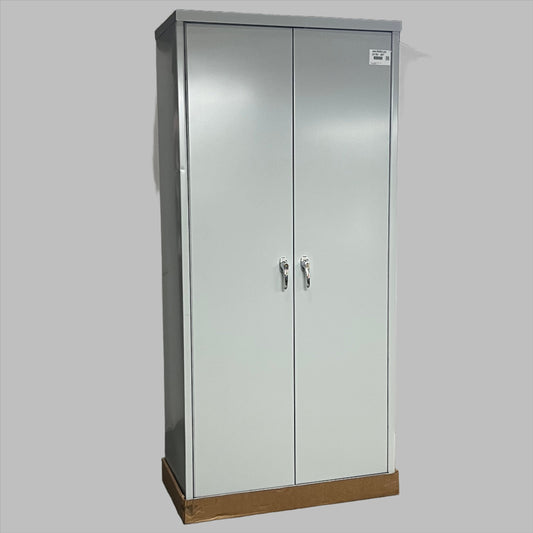 ZA@ HASKWELL FURNITURE Double Door Locking Metal Storage w/ adj. Shelves Gray