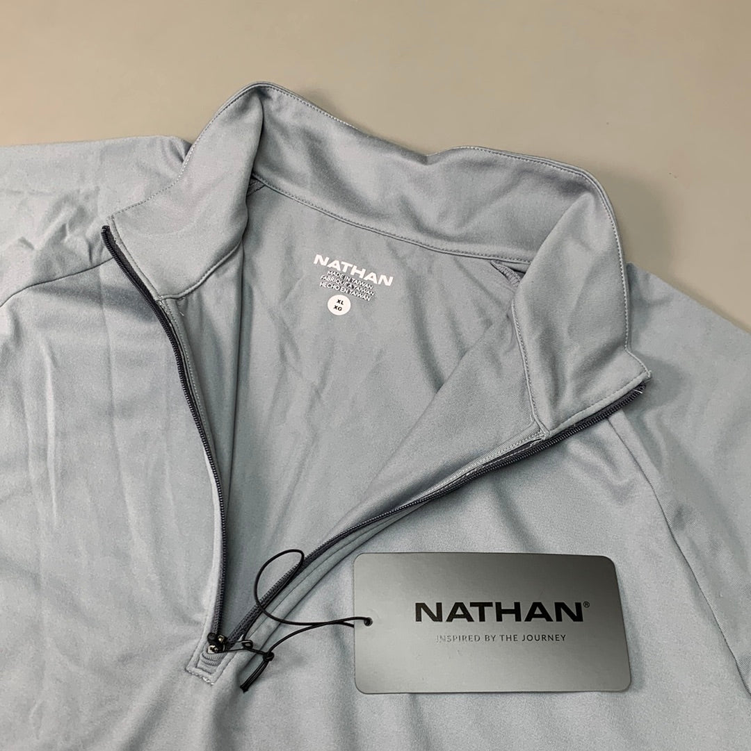 NATHAN Tempo 1/4 Zip Long Sleeve Shirt 2.0 Men's XL Monument Gray NS50960-80128-XL (New)